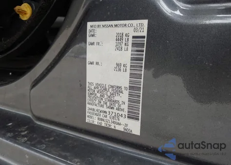 2021 Nissan Altima Sr Intelligent Awd z USA, uszkodzony, nr VIN 1N4BL4CWXMN371043